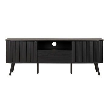 Damien 70 in. Farmhouse Curved TV Stand with Drawer and Storage Doors Fits TVs up to 75 in. with Cable Management - JONATHAN Y